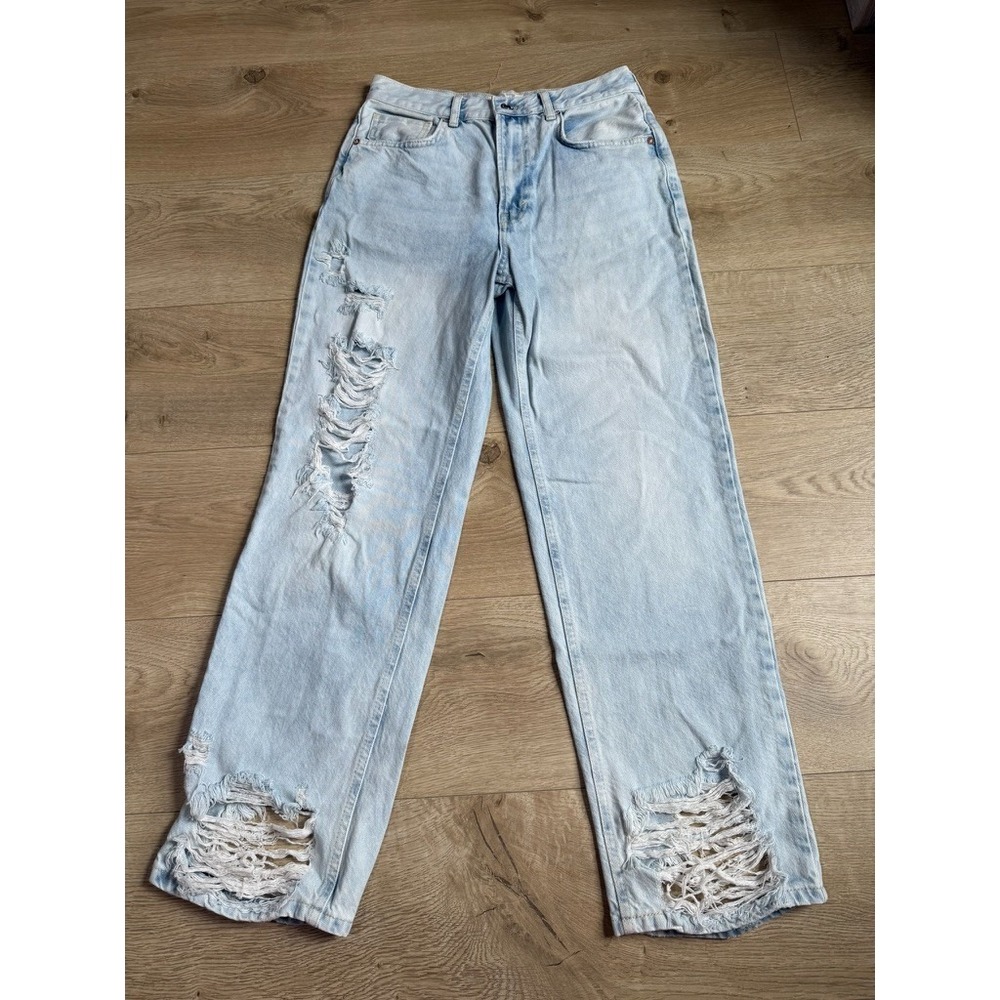 We The Free Light Wash Distressed Straight Leg Jeans